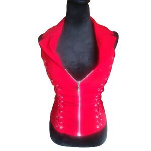 Hearts-Rob Women's Size Small Zipper Front  Halter Top